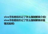 vivo手机密码忘记了怎么强制解锁介绍(vivo手机密码忘记了怎么强制解锁详细情况如何)