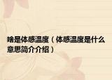 啥是体感温度（体感温度是什么意思简介介绍）