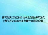 青气为天 万丈为长 山水土为地 多年为久（青气万丈山水土多年是什么简介介绍）