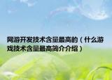 网游开发技术含量最高的（什么游戏技术含量最高简介介绍）