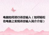 电脑如何进行语音输入（如何轻松在电脑上实现语音输入简介介绍）