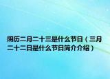 阴历二月二十三是什么节日（三月二十二日是什么节日简介介绍）