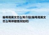 编号用英文怎么写介绍(编号用英文怎么写详细情况如何)