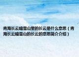 青海长云暗雪山里的长云是什么意思（青海长云暗雪山的长云的意思简介介绍）
