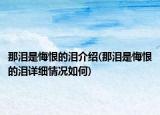 那泪是悔恨的泪介绍(那泪是悔恨的泪详细情况如何)