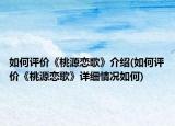 如何评价《桃源恋歌》介绍(如何评价《桃源恋歌》详细情况如何)