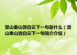 楚山秦山皆白云下一句是什么（楚山泰山皆白云下一句简介介绍）