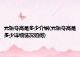 元振身高是多少介绍(元振身高是多少详细情况如何)