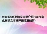 word怎么删除文本框介绍(word怎么删除文本框详细情况如何)