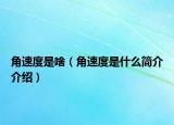 角速度是啥（角速度是什么简介介绍）