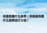你盘他是什么意思（给我盘他是什么意思简介介绍）