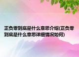 正负零到底是什么意思介绍(正负零到底是什么意思详细情况如何)