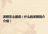 浓阴怎么组词（什么的浓阴简介介绍）