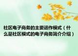 社区电子商务的主要运作模式（什么是社区模式的电子商务简介介绍）