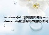 windows(old可以删除吗介绍 windows old可以删除吗详细情况如何)