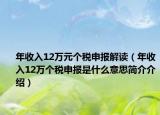 年收入12万元个税申报解读（年收入12万个税申报是什么意思简介介绍）