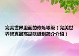 完美世界里面的修炼等级（完美世界修真最高是啥级别简介介绍）