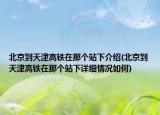 北京到天津高铁在那个站下介绍(北京到天津高铁在那个站下详细情况如何)