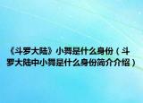 《斗罗大陆》小舞是什么身份（斗罗大陆中小舞是什么身份简介介绍）