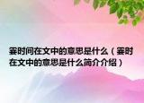 霎时间在文中的意思是什么（霎时在文中的意思是什么简介介绍）