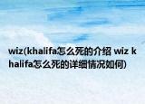 wiz(khalifa怎么死的介绍 wiz khalifa怎么死的详细情况如何)