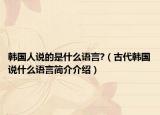 韩国人说的是什么语言?（古代韩国说什么语言简介介绍）