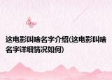 这电影叫啥名字介绍(这电影叫啥名字详细情况如何)