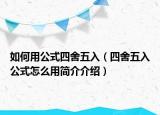 如何用公式四舍五入（四舍五入公式怎么用简介介绍）