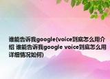 谁能告诉我google(voice到底怎么用介绍 谁能告诉我google voice到底怎么用详细情况如何)