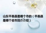 山东平邑县是哪个市的（平邑县是哪个省市简介介绍）
