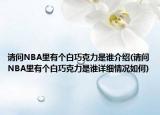 请问NBA里有个白巧克力是谁介绍(请问NBA里有个白巧克力是谁详细情况如何)