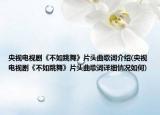 央视电视剧《不如跳舞》片头曲歌词介绍(央视电视剧《不如跳舞》片头曲歌词详细情况如何)