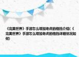 《完美世界》手游怎么增加老虎的格挡介绍(《完美世界》手游怎么增加老虎的格挡详细情况如何)
