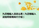 九宫格输入法这么用（九宫格输入法如何使用简介介绍）