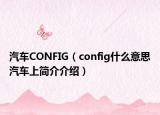汽车CONFIG（config什么意思汽车上简介介绍）