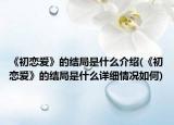 《初恋爱》的结局是什么介绍(《初恋爱》的结局是什么详细情况如何)