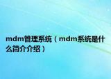 mdm管理系统（mdm系统是什么简介介绍）