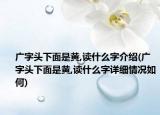 广字头下面是黄,读什么字介绍(广字头下面是黄,读什么字详细情况如何)