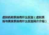 虚拟机和系统有什么区别（虚拟系统与真实系统有什么区别简介介绍）