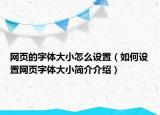 网页的字体大小怎么设置（如何设置网页字体大小简介介绍）