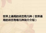 世界上通用的语言有几种（世界通用的语言有哪几种简介介绍）