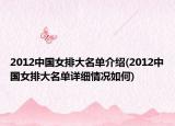 2012中国女排大名单介绍(2012中国女排大名单详细情况如何)