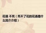 花语 不死（死不了花的花语是什么简介介绍）