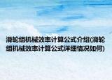 滑轮组机械效率计算公式介绍(滑轮组机械效率计算公式详细情况如何)