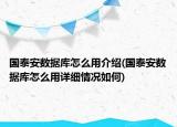 国泰安数据库怎么用介绍(国泰安数据库怎么用详细情况如何)