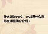 什么叫做cvv2（cvv2是什么意思在哪里简介介绍）