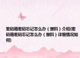 密码箱密码忘记怎么办（塑料）介绍(密码箱密码忘记怎么办（塑料）详细情况如何)