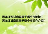黑龙江省甘南县属于哪个市地址（黑龙江甘南县属于哪个市简介介绍）