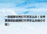 一些视频文件打不开怎么办（文件管理里的视频打不开怎么办简介介绍）