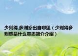 少则得,多则惑出自哪里（少则得多则惑是什么意思简介介绍）